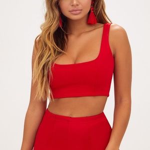 Square Neck Zip Back Crop Top